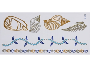 Gold Silver Blue | Jewelry Flash Tattoo stickers W-125C, 21x11cm