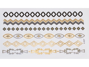 Gold Silver | Jewelry Flash Tattoo stickers X-007, 15x9cm