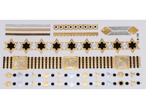 Gold Silver Black | Jewelry Flash Tattoo stickers W-128, 21x11cm