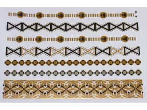 Gold Silver Black | Jewelry Flash Tattoo stickers W-168, 21x15cm