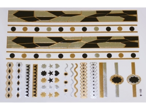 Gold Silver Black | Jewelry Flash Tattoo stickers W-169, 21x15cm