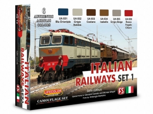 Zestaw kamuflażowych farb LifeColor XS13 ITALIAN RAILWAYS SET1