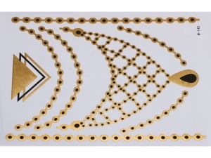 Gold Black | Jewelry Flash Tattoo stickers W-145, 21x15cm