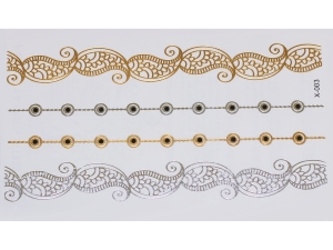 Gold Silver | Jewelry Flash Tattoo stickers X-003, 15x9cm