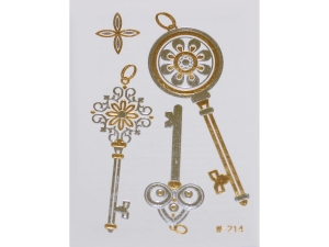 Gold Silver | Jewelry Flash Tattoo stickers W-214, 8x10cm