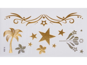 Gold Silver | Jewelry Flash Tattoo stickers X-009, 15x9cm