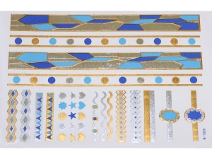 Gold Silver Blue | Jewelry Flash Tattoo stickers W-169C, 21x15cm