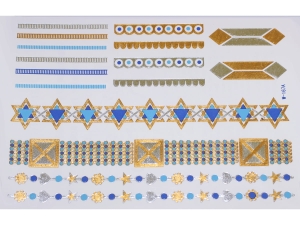Gold Silver Blue | Jewelry Flash Tattoo stickers W-167C, 21x15cm