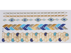 Gold Silver Blue | Jewelry Flash Tattoo stickers W-136C, 21x11cm