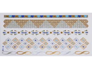 Gold Silver Blue | Jewelry Flash Tattoo stickers W-132C, 21x11cm