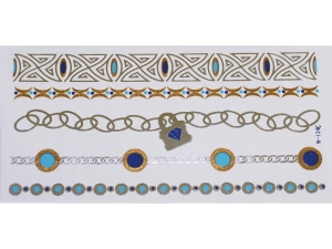 Gold Silver Blue | Jewelry Flash Tattoo stickers W-134C, 21x11cm