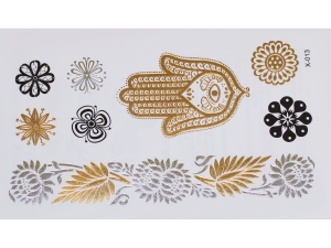 Gold Silver | Jewelry Flash Tattoo stickers X-013, 15x9cm