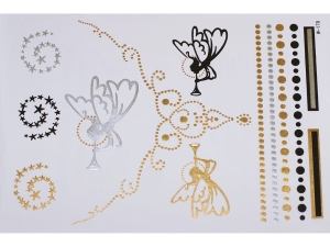 Gold Silver Black | Jewelry Flash Tattoo stickers W-179, 21x15cm