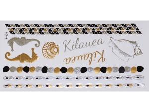 Gold Silver Black | Jewelry Flash Tattoo stickers W-126, 21x11cm