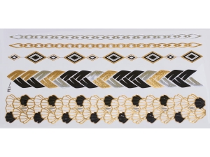 Gold Silver Black | Jewelry Flash Tattoo stickers W-136, 21x11cm