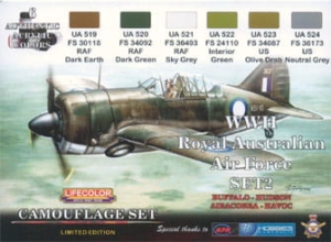Zestaw kamuflażowych farb LifeColor XS02 WII Royal Australian Air Force SET2