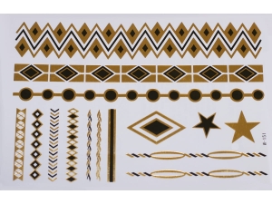 Gold Black | Jewelry Flash Tattoo stickers W-151, 21x15cm