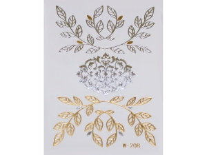 Gold Silver | Jewelry Flash Tattoo stickers W-208, 8x10cm