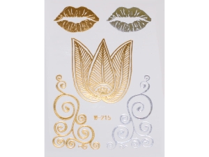 Gold Silver | Jewelry Flash Tattoo stickers W-215, 8x10cm