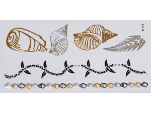 Gold Silver Black | Jewelry Flash Tattoo stickers W-125, 21x11cm