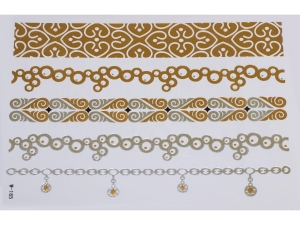 Gold Silver | Jewelry Flash Tattoo stickers W-165, 21x15cm