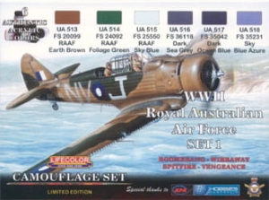 Zestaw kamuflażowych farb LifeColor XS01 WII Royal Australian Air Force SET1