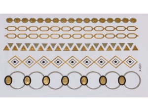 Gold Silver | Jewelry Flash Tattoo stickers X-020, 15x9cm