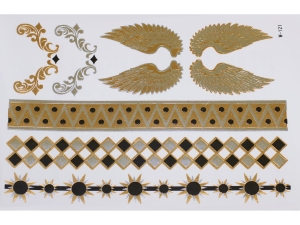 Gold Silver Black | Jewelry Flash Tattoo stickers W-121, 21x15cm