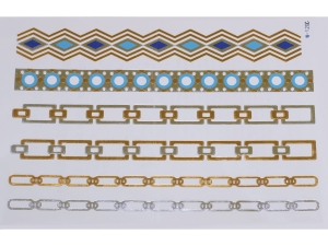 Gold Silver Blue | Jewelry Flash Tattoo stickers W-120C, 21x15cm