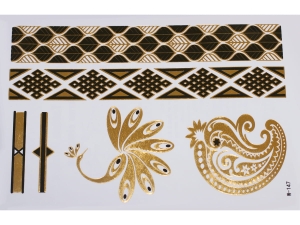 Gold Black | Jewelry Flash Tattoo stickers W-147, 21x15cm