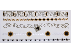 Gold Silver Black | Jewelry Flash Tattoo stickers W-134, 21x11cm