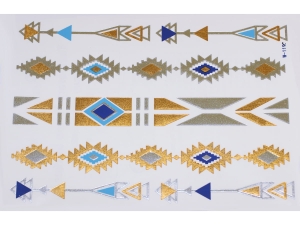 Gold Silver Blue | Jewelry Flash Tattoo stickers W-119C, 21x15cm