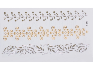 Gold Silver | Jewelry Flash Tattoo stickers X-010, 15x9cm