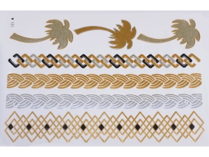 Gold Silver Black | Jewelry Flash Tattoo stickers W-122, 21x15cm