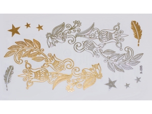 Gold Silver | Jewelry Flash Tattoo stickers X-006, 15x9cm