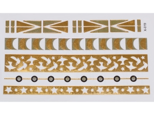 Gold Silver | Jewelry Flash Tattoo stickers X-019, 15x9cm