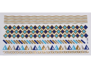 Gold Silver Blue | Jewelry Flash Tattoo stickers W-133C, 21x11cm