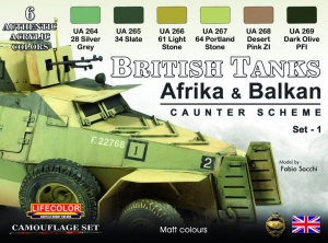 Zestaw kamuflażowych farb LifeColor CS43 British Tanks Afrika & Balkan