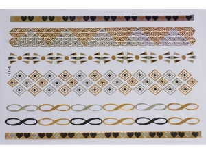 Gold Silver Black | Jewelry Flash Tattoo stickers W-171, 21x15cm