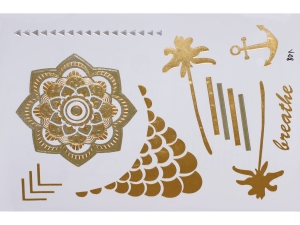 Gold Silver | Jewelry Flash Tattoo stickers W-108, 21x15cm