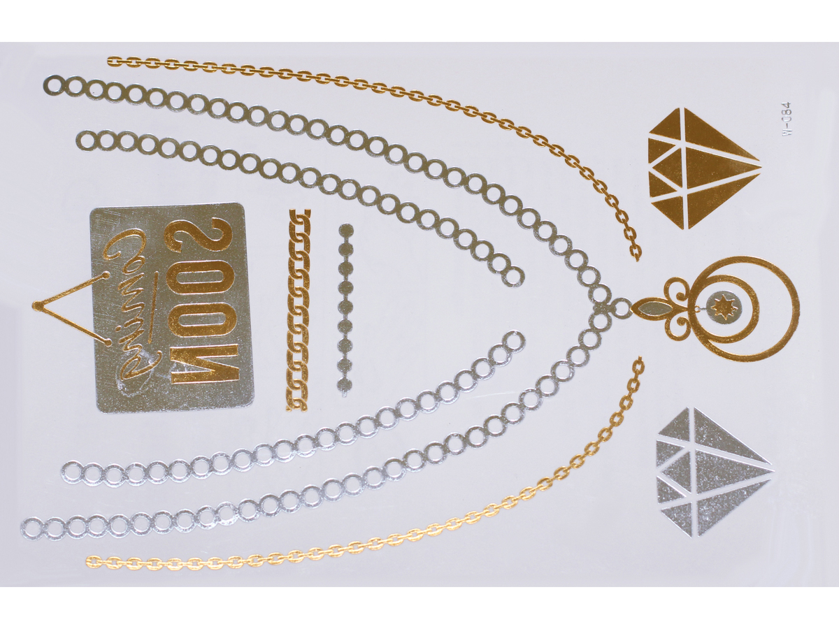 Ring Flash Sticker Gold Silver | Jewelry Flash Tattoo stickers W-084, 21x15cm - Airbrush ...